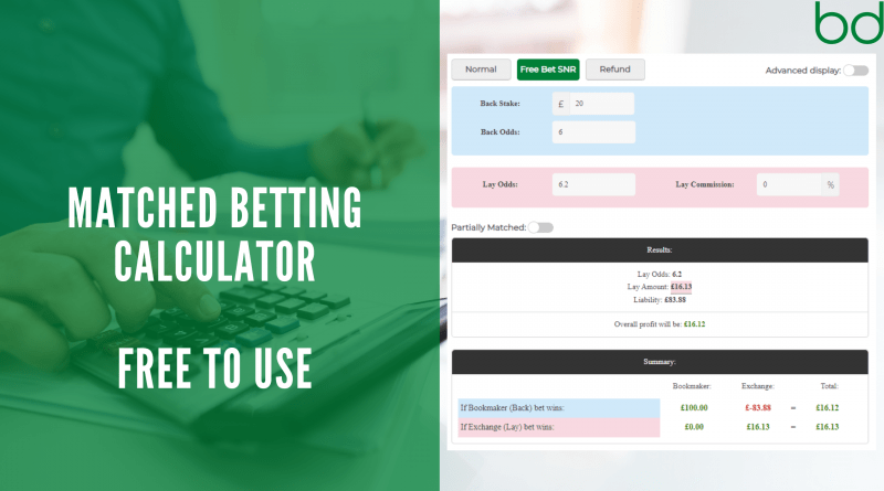 Free Matched Betting Calculator